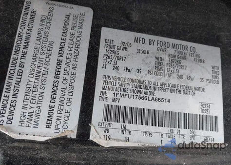 2006 Ford Expedition Eddie Bauer/King Ranch from USA, damaged, VIN 1FMFU17566LA66514